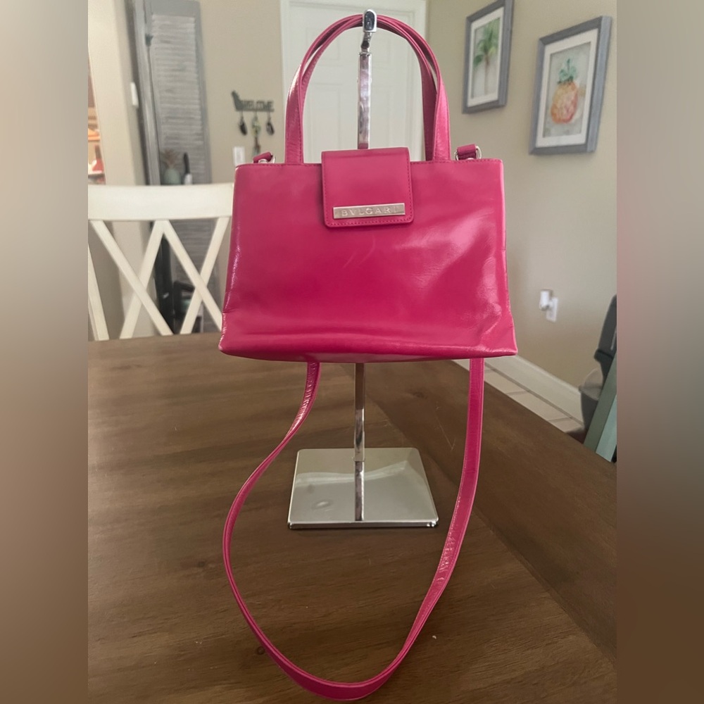 Bvlgari leather fuchsia crossbody bag